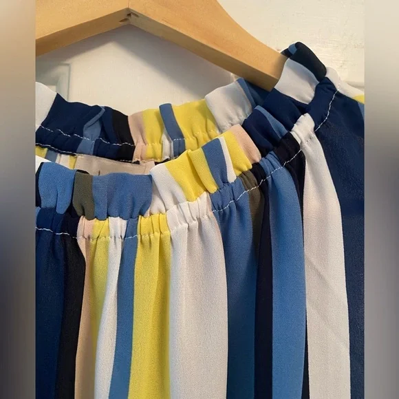 Loft Women’s Sheer Flowy Striped Tank Top Size M - Picture 4 of 8